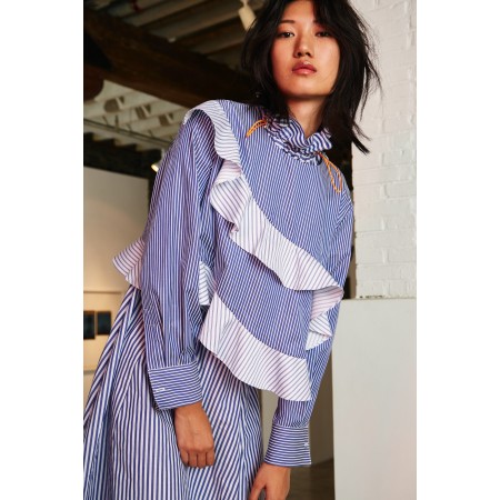 STRIPED SHIRT WITH RUFFLES ON CHEST de votre