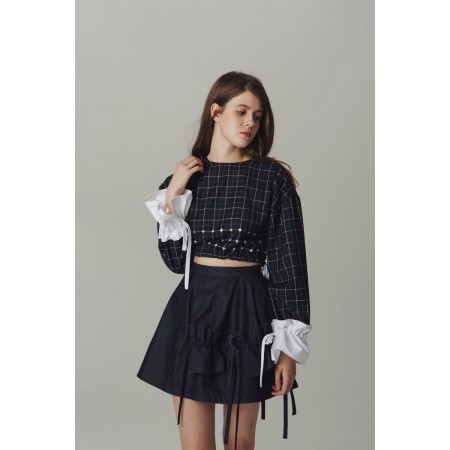 FEMALE PLAID SHIRT WITH RUFFLES AND EMBROIDERYS paiement sécurisé