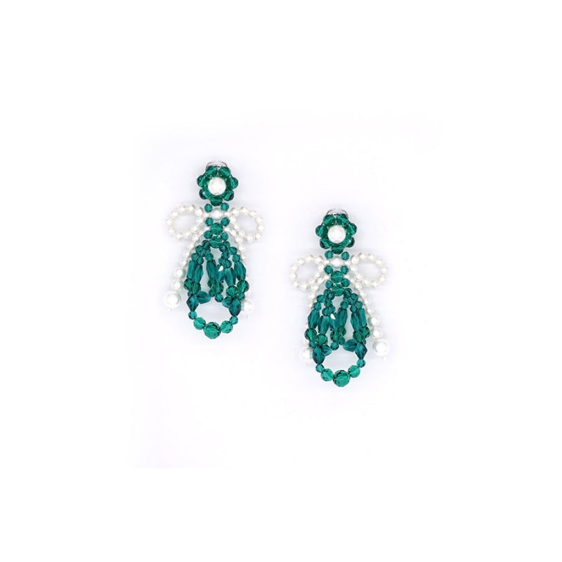 GREEN BOW-KNOT CRYSTAL EARRINGS Jusqu'à 80% De Réduction