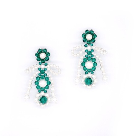 GREEN-WHITE CRYSTAL EARRINGS outlet