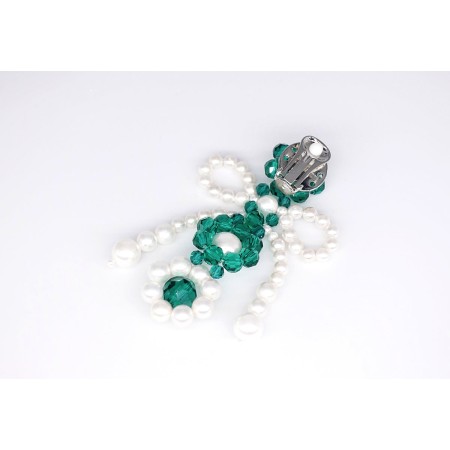 GREEN-WHITE CRYSTAL EARRINGS outlet