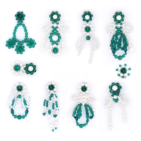 GREEN-WHITE CRYSTAL EARRINGS outlet