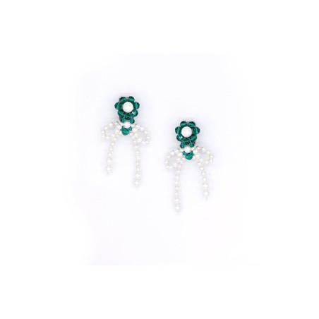 GREEN BOW-KNOT CRYSTAL EARRINGS de la marque