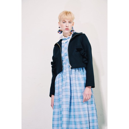 LIGHT BLUE TARTAN DRESS WITH HALF-SLEEVE prix