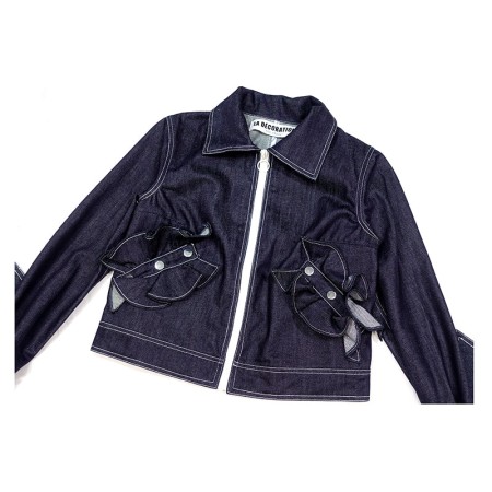 NAVY BLUE JACKET WITH RUFFLE POCKETS de pas cher