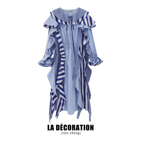 IRREGULAR BLUE RUFFLED DRESS Venez acheter