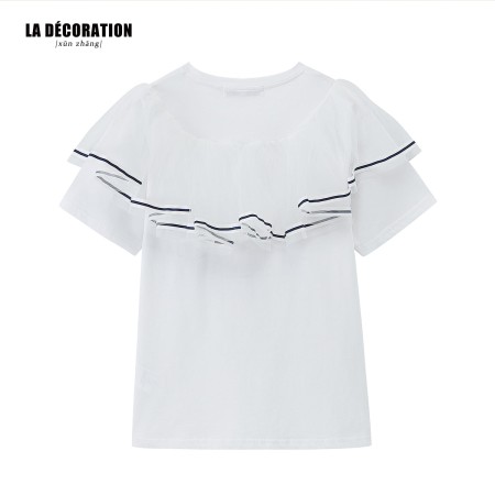 WHITE T-SHIRT WITH RUFFLES de votre