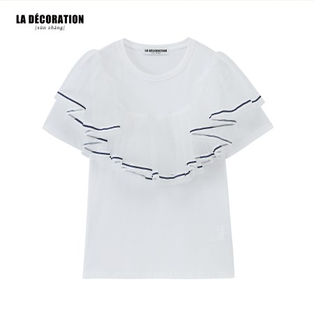 WHITE T-SHIRT WITH RUFFLES de votre