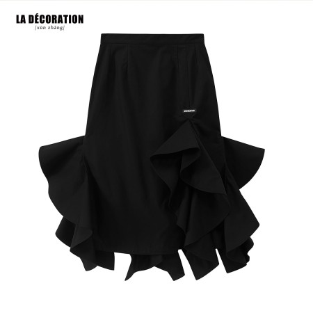 BLACK RUFFLED DRESS en linge