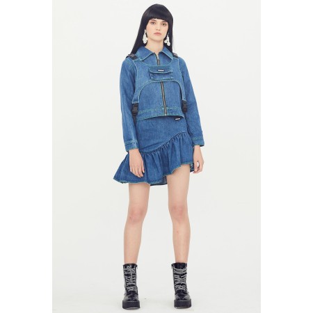 DENIM SKIRT WITH RUFFLES le des métaux précieux