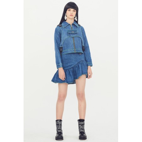 DENIM SKIRT WITH RUFFLES le des métaux précieux