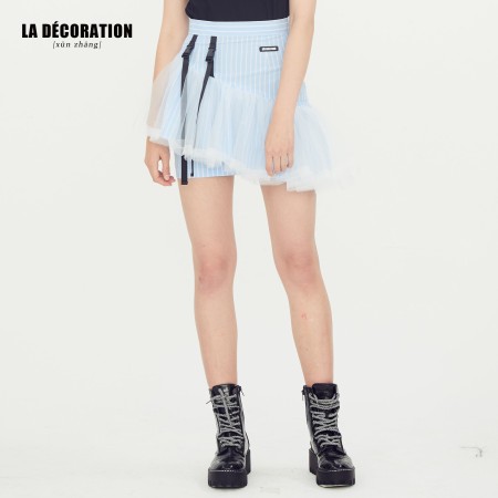 BLUE STRIPE MESH SKIRT de technologie