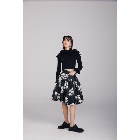 BLACK RUFFLE TRIMMED KNIT Le MVP de beaucoup