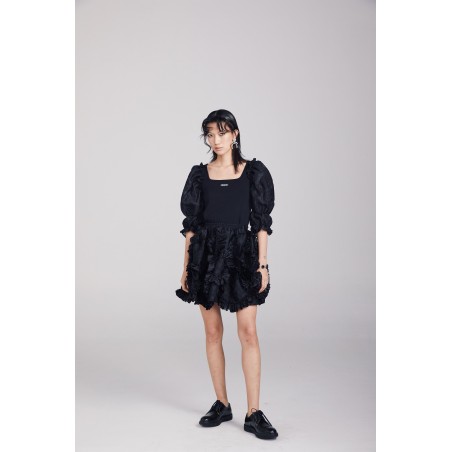 JACQUARD RUFFLE-TRIMMED SKIRT solde