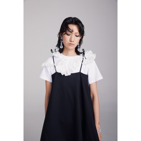 BLACK RUFFLE-TRIMMED GILLE DRESS plus qu'un jeu 