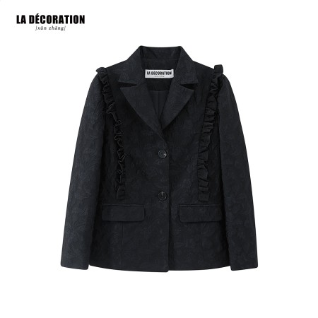 JACQUARD SUIT JACKET WITH RUFFLES en ligne des produits 