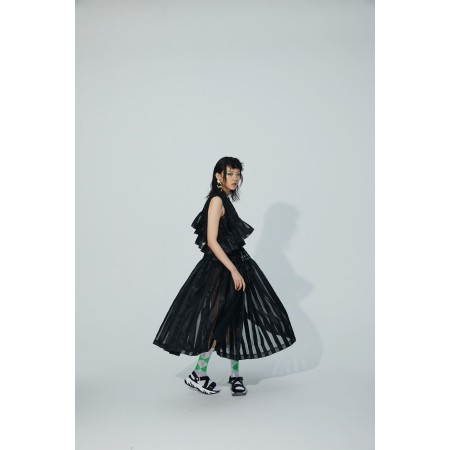 PREORDER BLACK ORGANZA PATCHWORK DRESS le concept de la Pate a emporter 