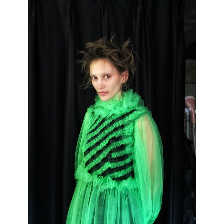 PREORDER FLUORESCENT GREEN MESH AND GREEN TARTAN DRESS acheter