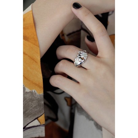 WHITE GOLD/ 18K GOLD CHIC RING JUSQU'A -70%! 