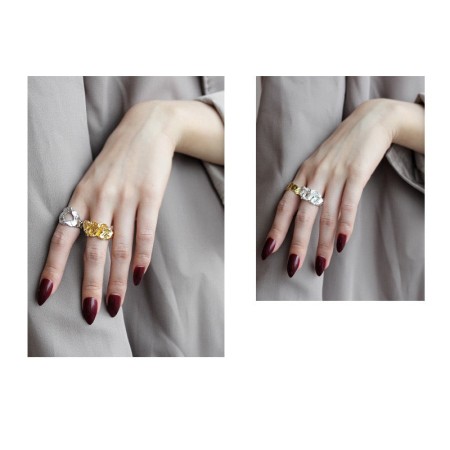 WHITE GOLD/ 18K GOLD PLEATED RING s'inspire de l'anatomie humaine