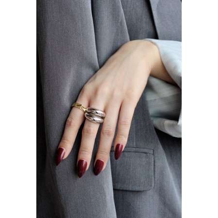 WHITE GOLD/ 18K GOLD DOUBLE-LAYERED RING la livraison gratuite