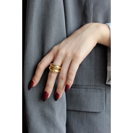 WHITE GOLD/ 18K GOLD DOUBLE-LAYERED RING la livraison gratuite