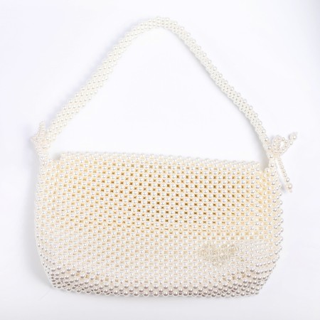 WHITE PEARL CRYSTAL BEADED UNDERARM BAG À commander