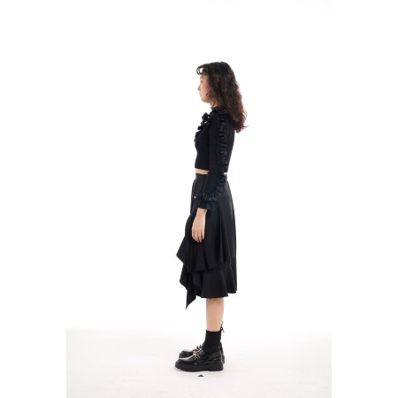 BLACK KNITWEAR WITH RUFFLES de France