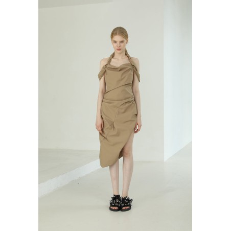 KHAKI HALTER DRESS commande en ligne