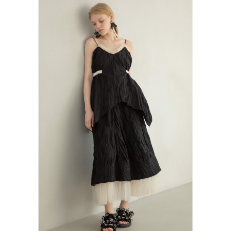 PLEATED FABRIC SET ( SLEEVELESS TOP & SKIRT) les ctes