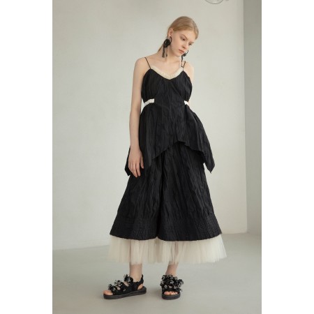 PLEATED FABRIC SET ( SLEEVELESS TOP & SKIRT) les ctes