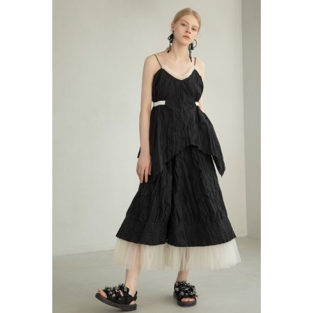 PLEATED FABRIC SET ( SLEEVELESS TOP & SKIRT) les ctes