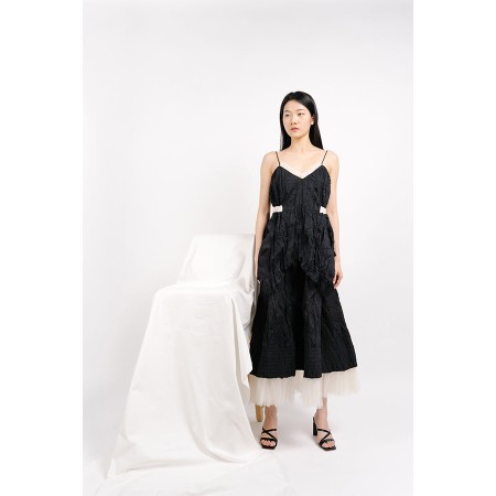 PLEATED FABRIC SET ( SLEEVELESS TOP & SKIRT) les ctes