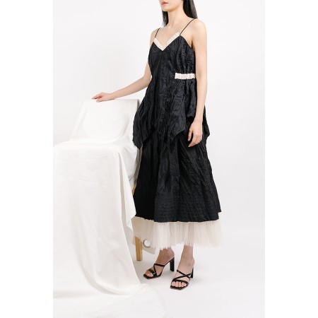 PLEATED FABRIC SET ( SLEEVELESS TOP & SKIRT) les ctes