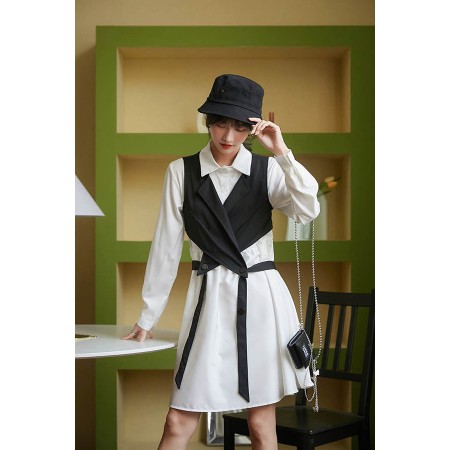 LONG SLEEVE SHIRT DRESS+VEST (2 PIECES) le concept de la Pate a emporter 