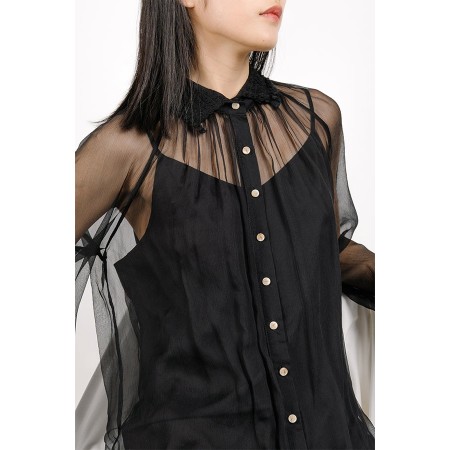 SILK SHIRT DRESS (2 PIECE SLEEVELESS DRESS+SHIRT DRESS) des créatures d'habitude