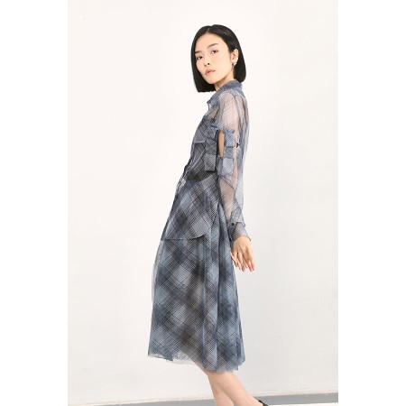 CHECK MESH SHIRT / PLAID LOVE MESH SKIRT les ligaments