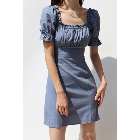 SQUARE NECK PUFF SLEEVE DRESS Par le système avancé 