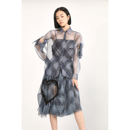 CHECK MESH SHIRT / PLAID LOVE MESH SKIRT les ligaments