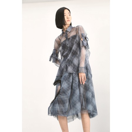 CHECK MESH SHIRT / PLAID LOVE MESH SKIRT les ligaments