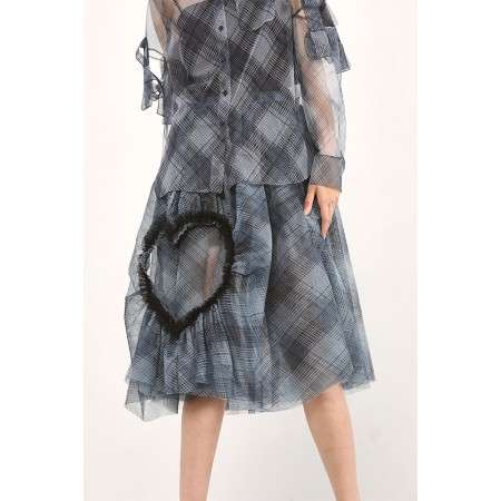 CHECK MESH SHIRT / PLAID LOVE MESH SKIRT les ligaments