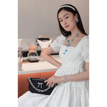 BEADED BOW NYLON CHAIN UNDERARM BAG Economisez 