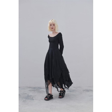 Irregular Mesh Long Sleeve Dress 50% de réduction en Octobre 2024