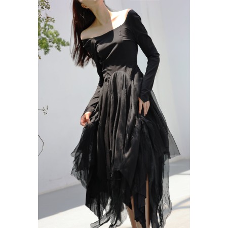 Irregular Mesh Long Sleeve Dress 50% de réduction en Octobre 2024