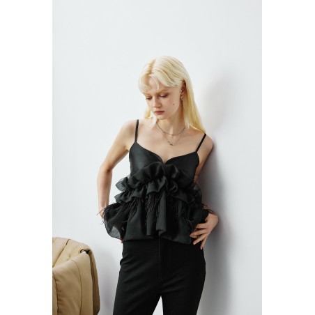 SILK OSTRICH FEATHER CAMISOLE TOP Fin de série