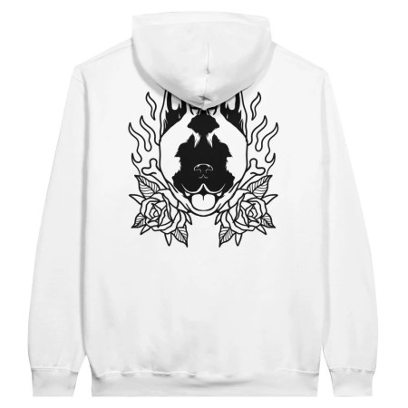 Hoodie 𝕭𝖆𝖉 𝕽𝖔𝖘𝖊𝖘 🥀 - Black & White - American Akita le des métaux précieux