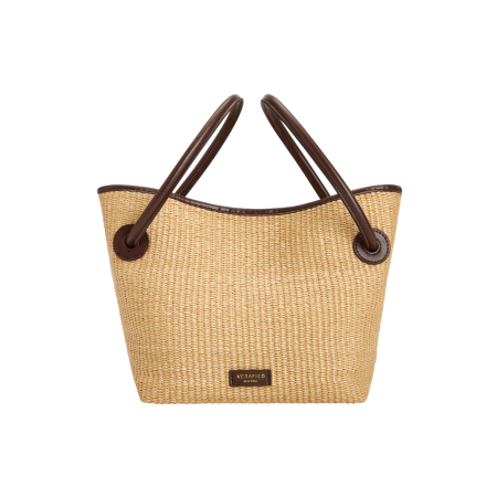 LEATHER-TRIMMED RAFFIA BUCKET BAG vente chaude votre 