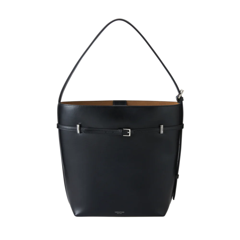 BLACK BELTED TOTE BAG solde