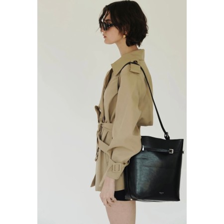 BLACK BELTED TOTE BAG solde