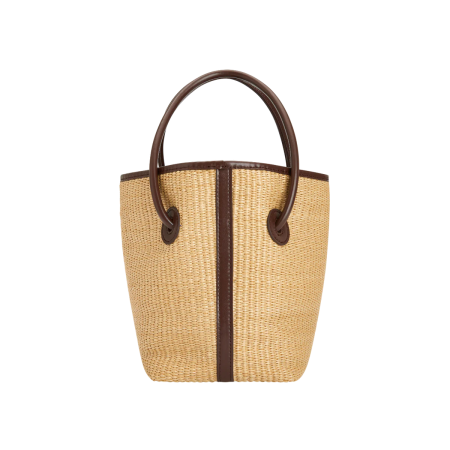 LEATHER-TRIMMED RAFFIA BUCKET BAG vente chaude votre 